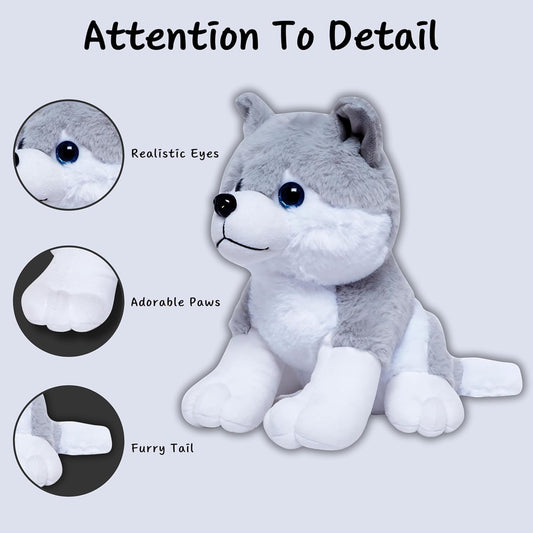 Husky Dog Stuffed Animal Puppy Soft Toy, 32CM (Gray)