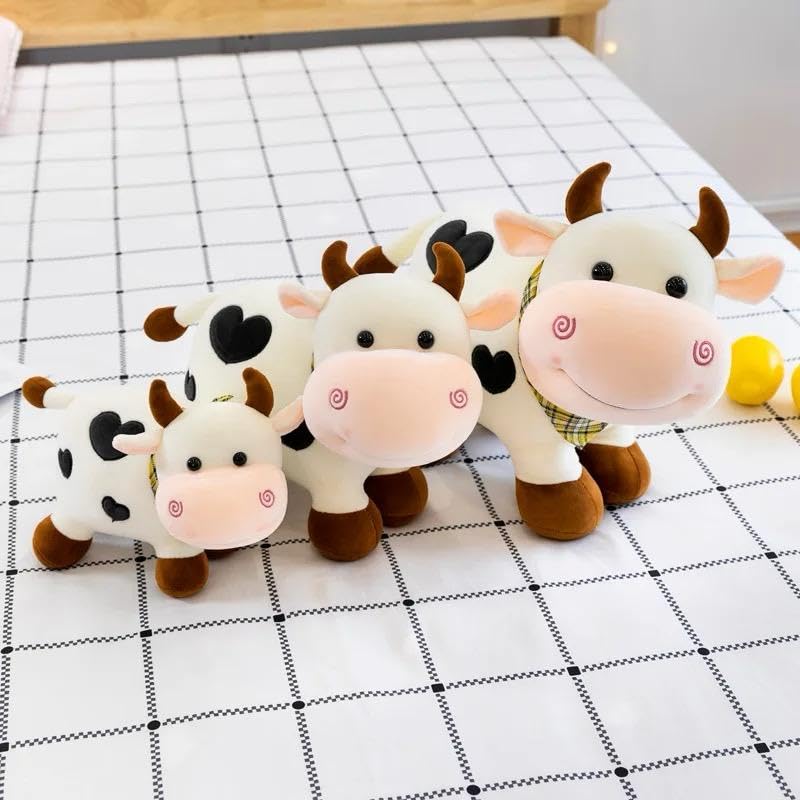 Small White Color Cow Soft Toy - Polyfill Washable Cuddly Soft Plush Toy 30cm