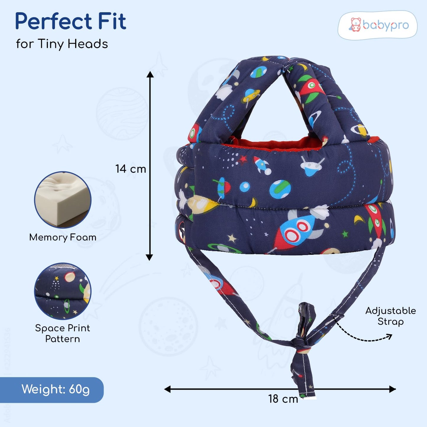 Baby Head Safety Helmet for Crawling Walking Baby Head Protector - Head Protection for Safety 6 Months - 2 Years Soft Cushion Safety Headguard,
