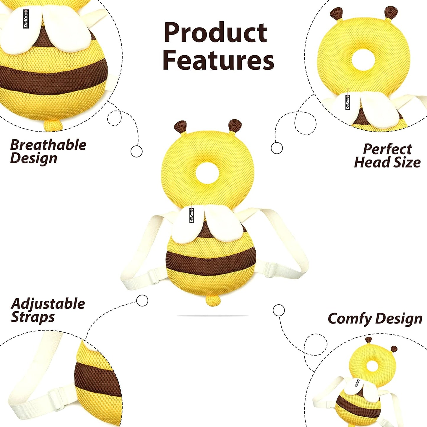Head Protector for Baby Walkers high quality (Age 4-15 Months) (Yellow Bee)