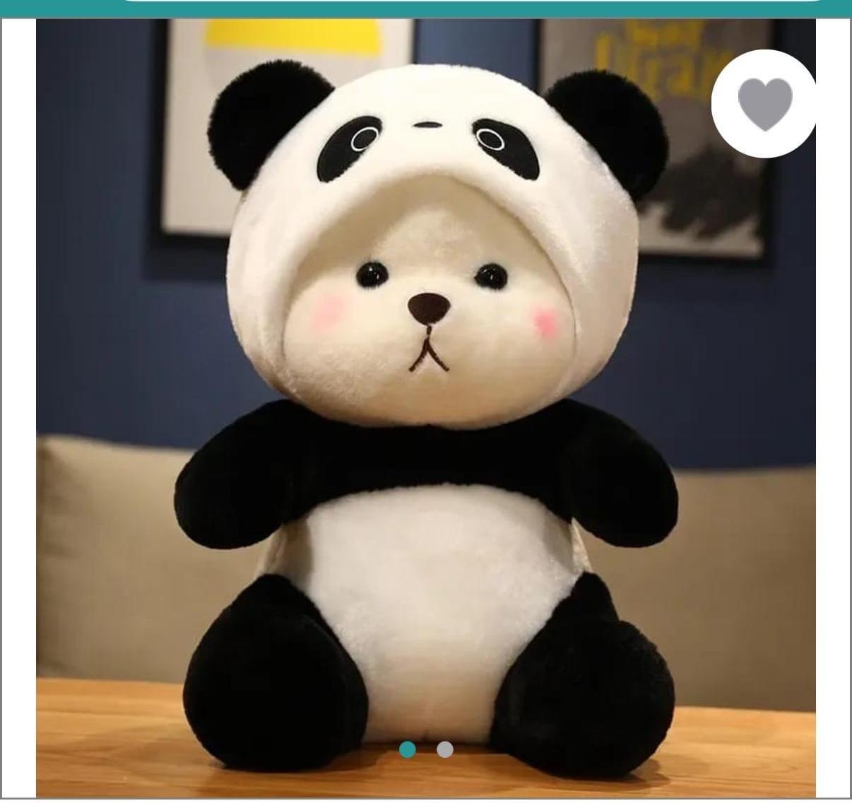 Shivol Toy Hub Cozy Panda Hoodie Plush Teddy Bear – 38CM Black & White Soft Stuffed Animal for Kids & Babies.