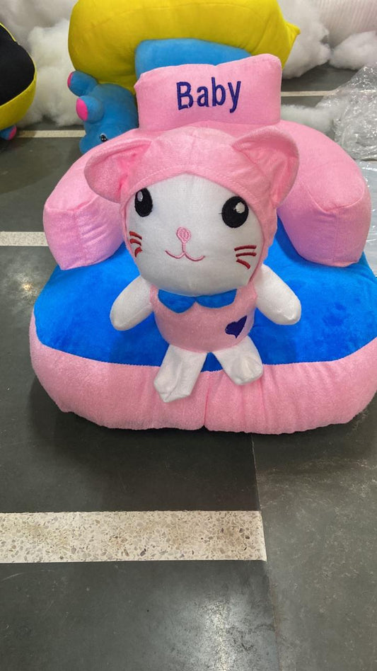 shivol toy hub Sofa Seat Chair Cushion Sofa Sitting Chair for Supporting Chair for Kitti Shape Seat and Chair for Babies and Kids Seat (Pink Color) - 1, Cotton, 1 Seater