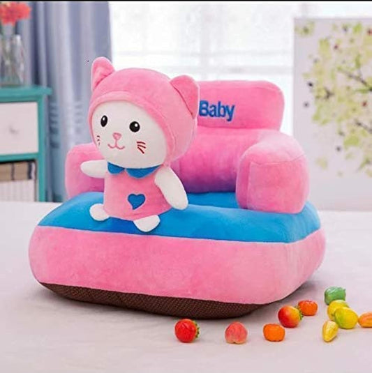 shivol toy hub Sofa Seat Chair Cushion Sofa Sitting Chair for Supporting Chair for Kitti Shape Seat and Chair for Babies and Kids Seat (Pink Color) - 1, Cotton, 1 Seater