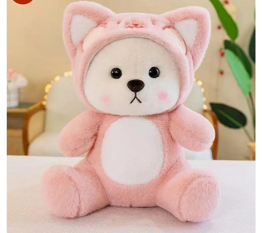 FUR Pink Colour Hoodie Teddy Bear, For Interior Decor, Small Size 30CM